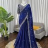 Blue Designer Saree with Heavy Beads and Sequin Work