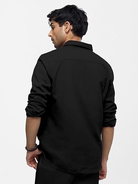 men’s solid black khaadi cotton casual shirt