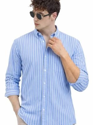 men’s casual printed striped stylish formal shirt