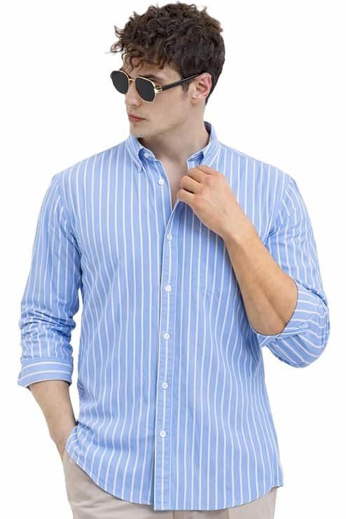 men’s casual printed striped stylish formal shirt