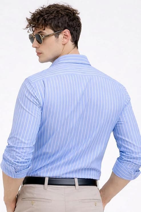 Men's Casual Printed Striped Stylish Formal Shirt