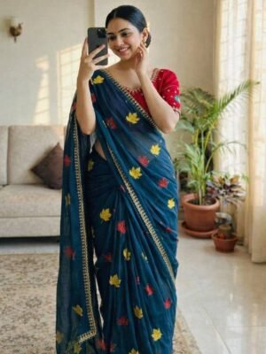 Rangoli Silk Hand Work Saree with Jari Mirror Work