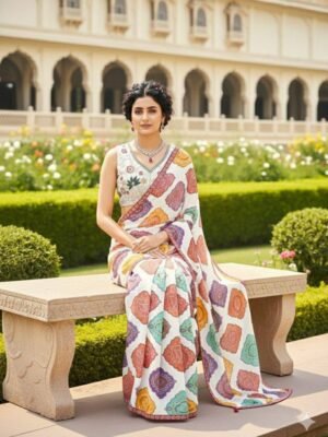 White Soft Georgette Wedding Saree For Women