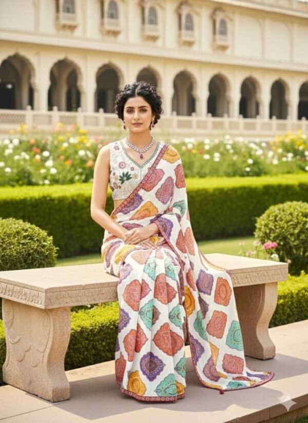 White Soft Georgette Wedding Saree For Women