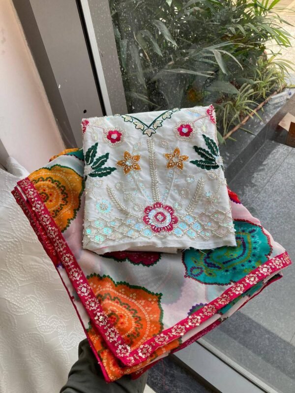 White Soft Georgette Wedding Saree For Women