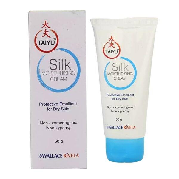 Taiyu Silk Moisturising Cream for Dry Skin Taiyu Silk Moisturising Cream 50g tube and box for dry skin on white background