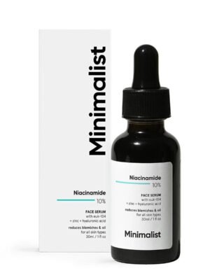 Minimalist 10% Niacinamide Face Serum 30ml bottle on white background