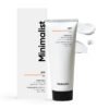 Minimalist SPF 50 Sunscreen labelled with no white cast, multi-vitamin formula