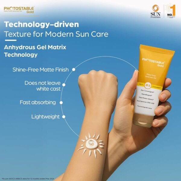 Photostable Gold Sunscreen Gel Matte Finish Photostable Gold Matte Sunscreen Gel SPF 55 PA+++, 50gm