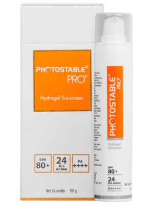 Photostable Pro+ Hydragel Sunscreen SPF 80+ 50gm tube on white background
