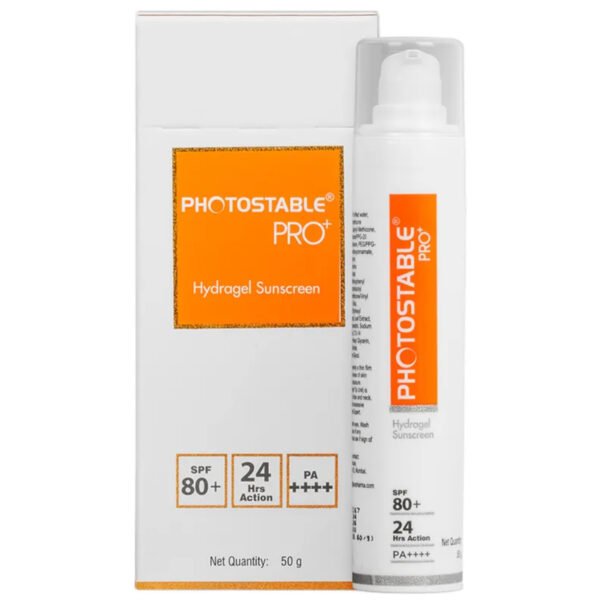 Photostable Pro+ Hydragel Sunscreen SPF 80+ 50gm tube on white background
